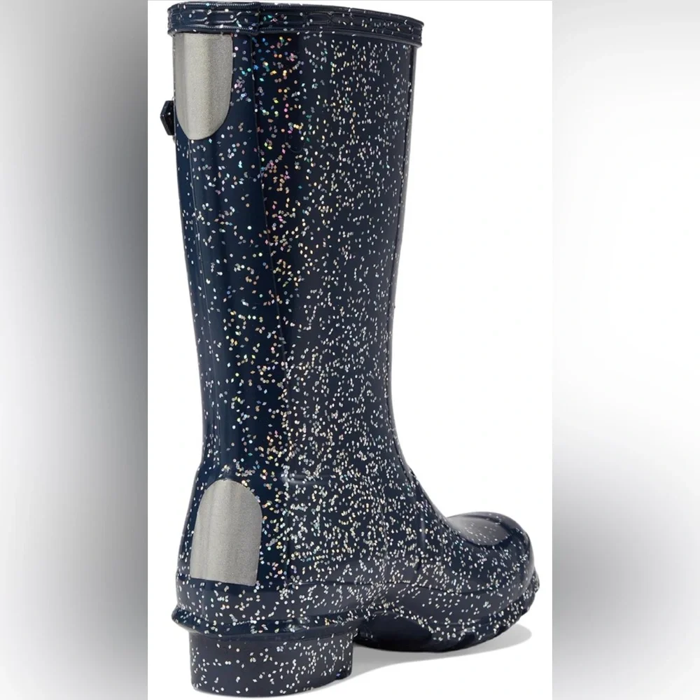 NIB Hunter Original Giant Glitter Glitter Rain Boots Valtameri Blue Size EU 37 - Picture 3 of 14